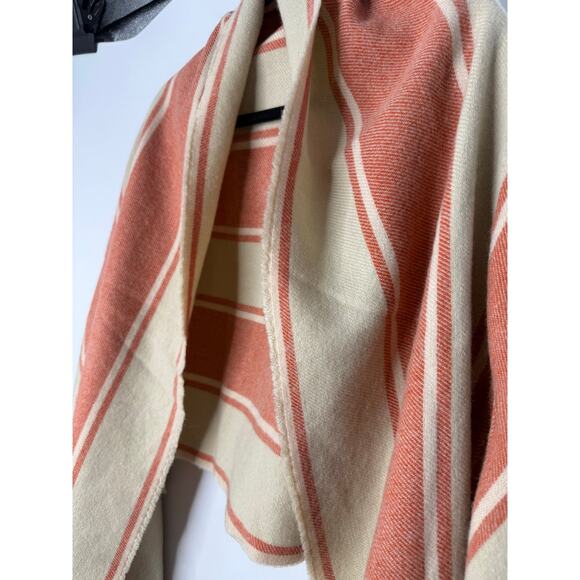 Madewell Twill Stripe Cape Scarf Muted Blush Multi Wrap Shawl Fringe One Size - Picture 5 of 6